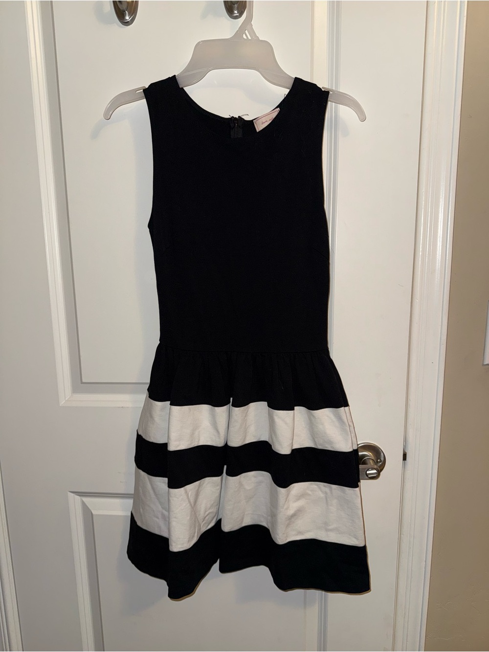Classic Black & White Striped Girls Dress